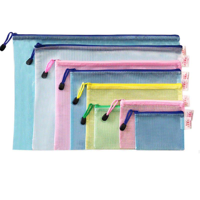 5PCS Stationery Storage Folder File Mesh Zipper Pouch A4 A5 A6 B4 B5 A3 B4 Document Bag Zip File Folders School Office Supplies