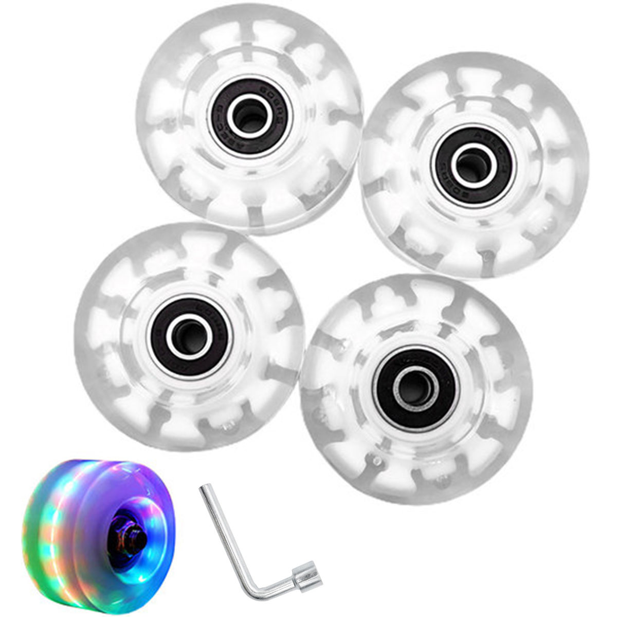 4pcs Light Up Roller Skate Wheels HighSpeed Rotating LED Glow Quad