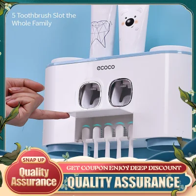 【COD+Local sellers】ECOCO Automatic Toothpaste Dispenser Dust-proof Toothbrush Holder Organizer with 4 Cups Free Punched