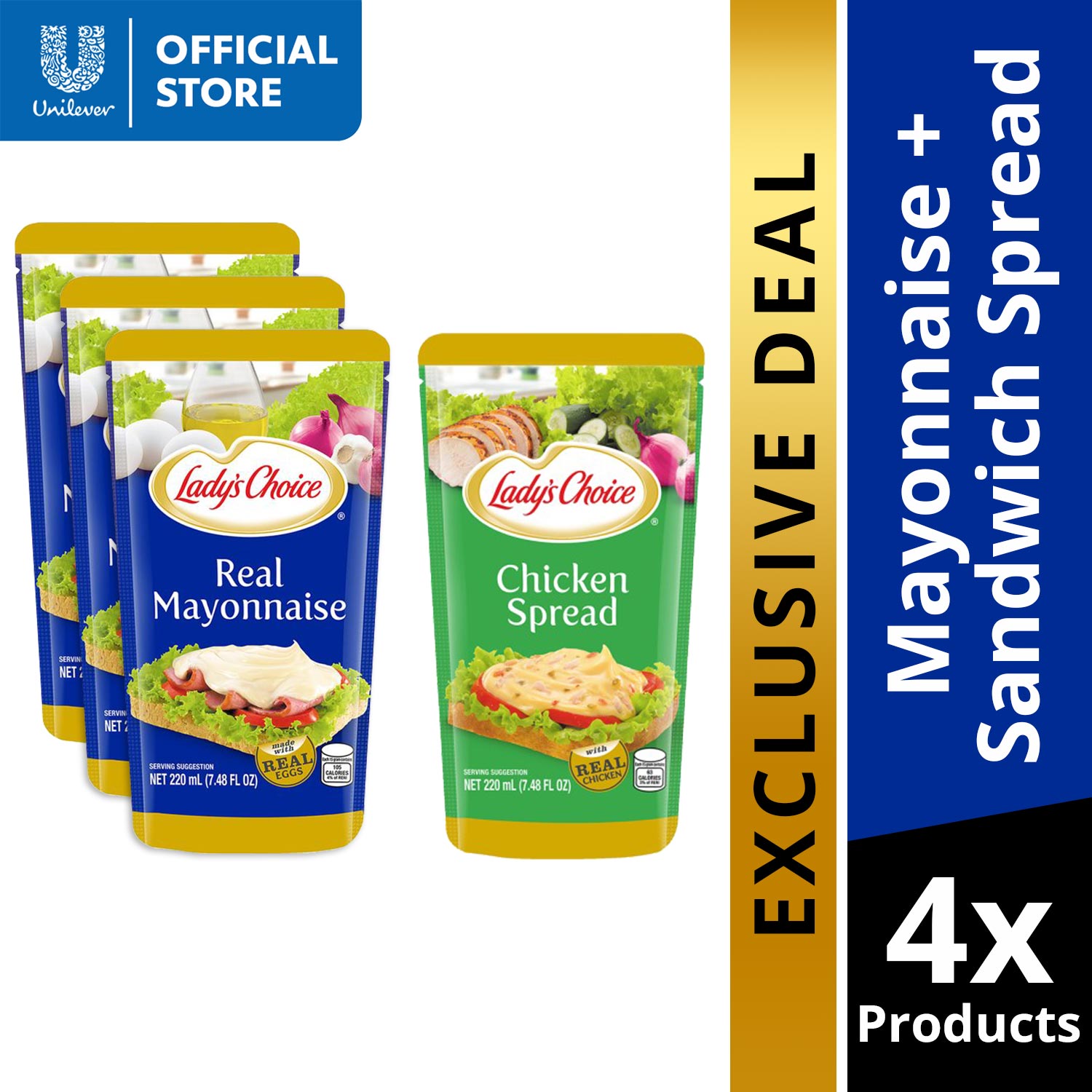 [BUNDLE OF 4] Lady’s Choice Real Mayonnaise doy 220ml 3x, Lady’s Choice