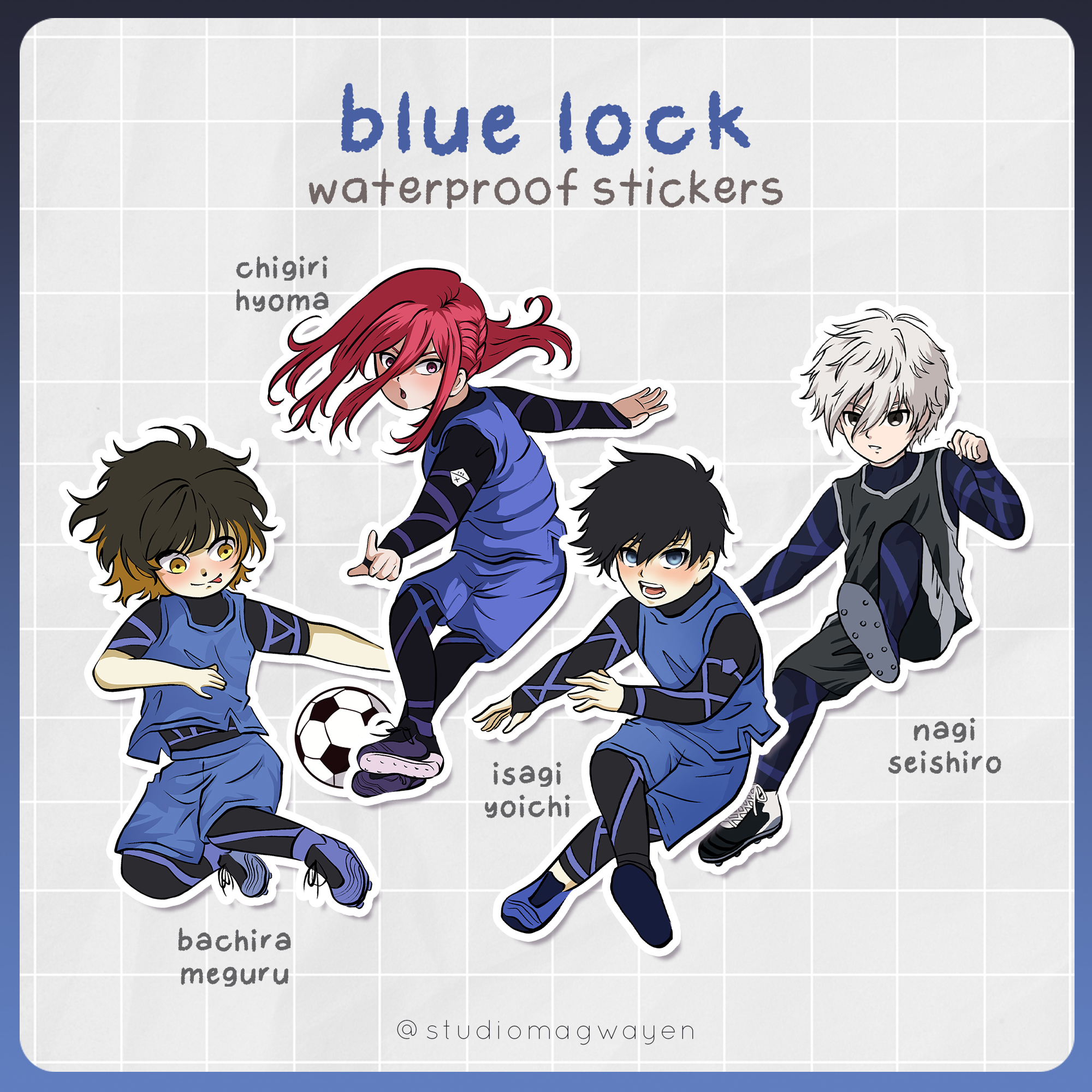 Blue Lock Anime Sticker Bachira Meguru Nagi Seishiro Cartoon