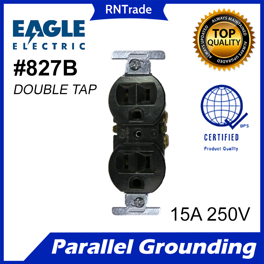 EAGLE ELECTRIC 15A 250V Parallel Grounding Receptacle Single 817