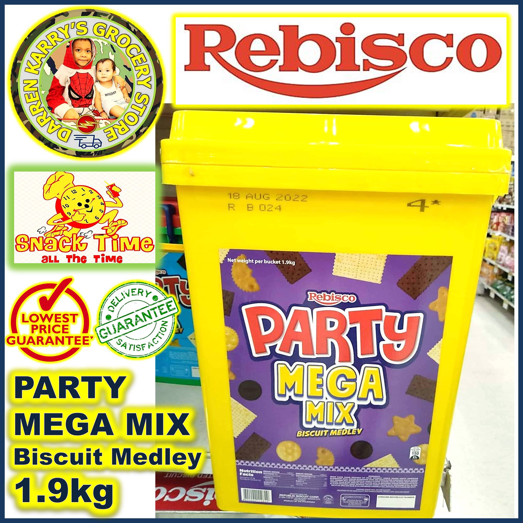 Rebisco Party Mega Mix Biscuit Medley 1.9kg x 1 plastic bucket from