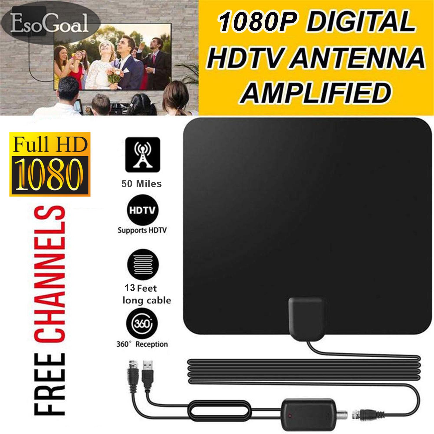 Digital TV Antenna 300 Miles Signal Booster Amplifier HDTV Indoor 4K 1080P USA