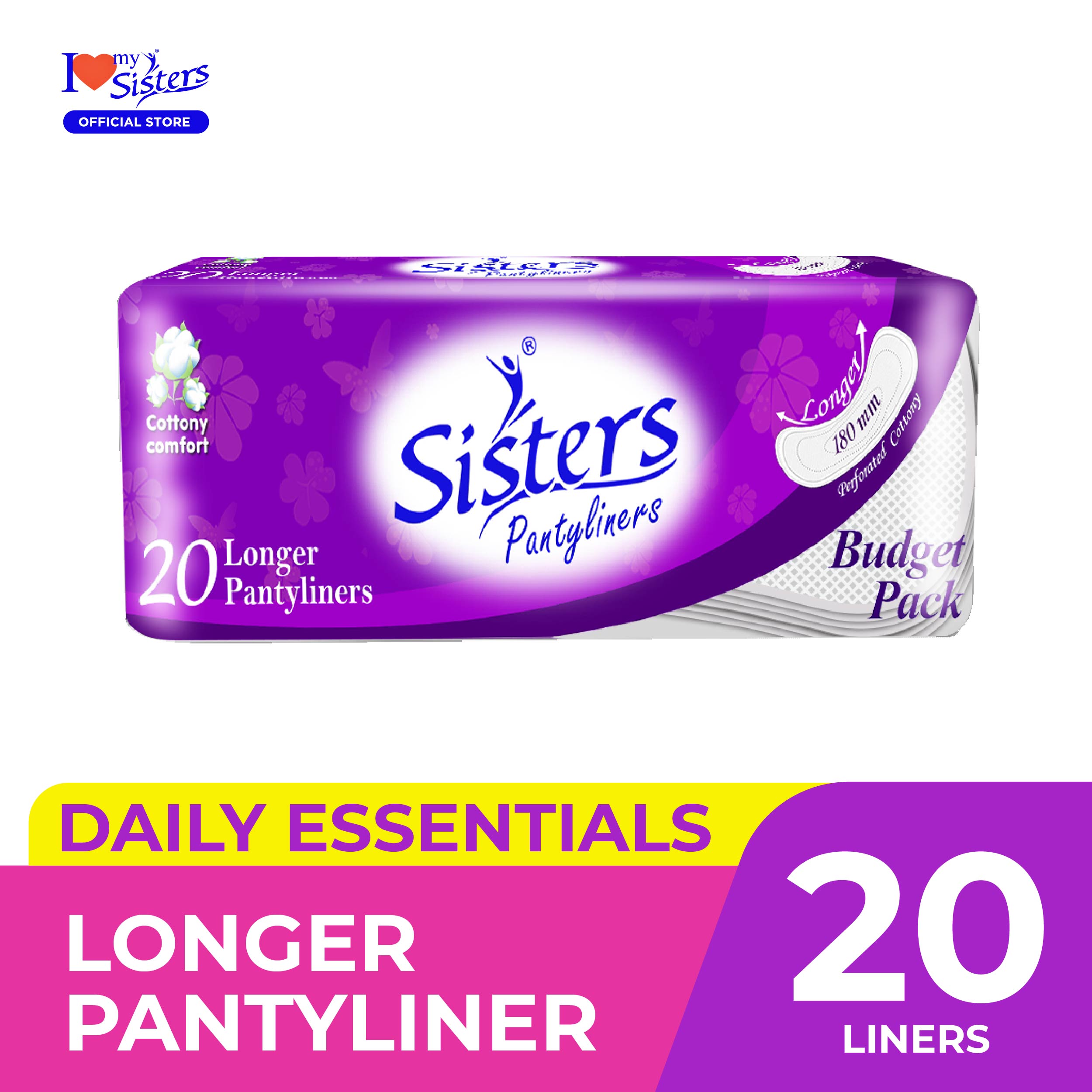 Sisters longer pantyliner budget pack 20's Lazada PH