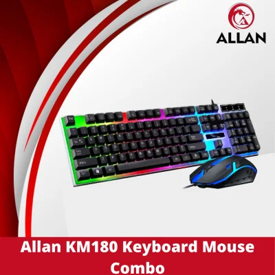 ALLAN Brand New KM180 RGB LED Gaming Keyboard and Gaming Mouse Combo/combo USB/ gaming keyboard/gaming mouse/ keyboard gaming/ mouse gaming LED chroma and rainbow backlit for gaming /pisonet/ gaming combo/pisonet/piso net/pisowifi/piso wifi/