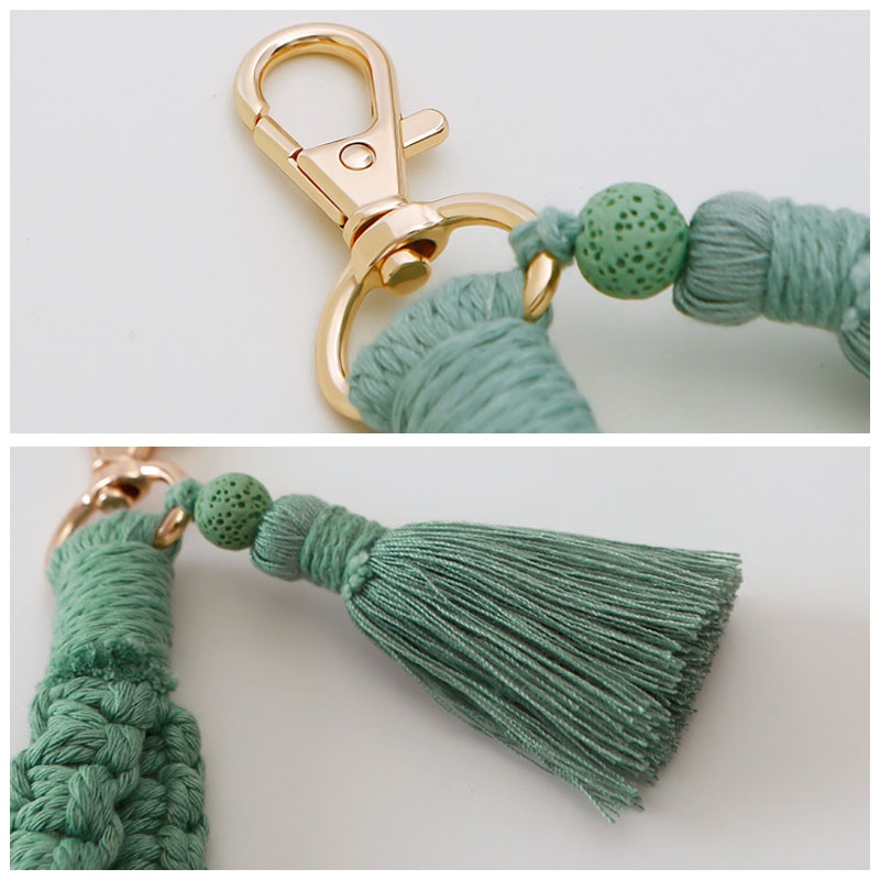 Boho Style Macrame Braided Keychain With Lobster Claw - Cotton