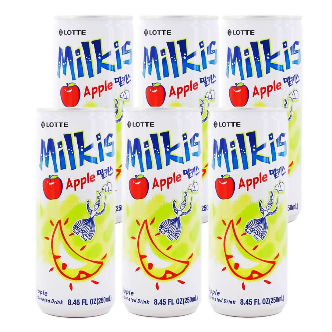 Korean Lotte Milkis Apple Flavored Carbonated Drink (6 X 250ml) 