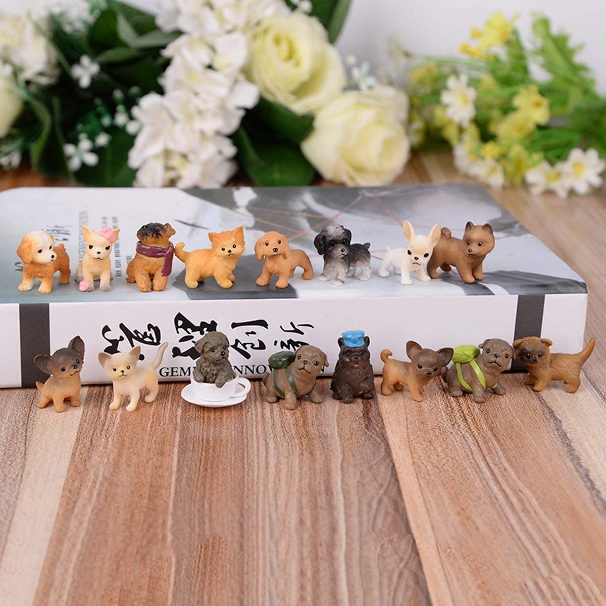 WIOR Mini Dog Figurines, 12PCS Realistic Puppy Indonesia