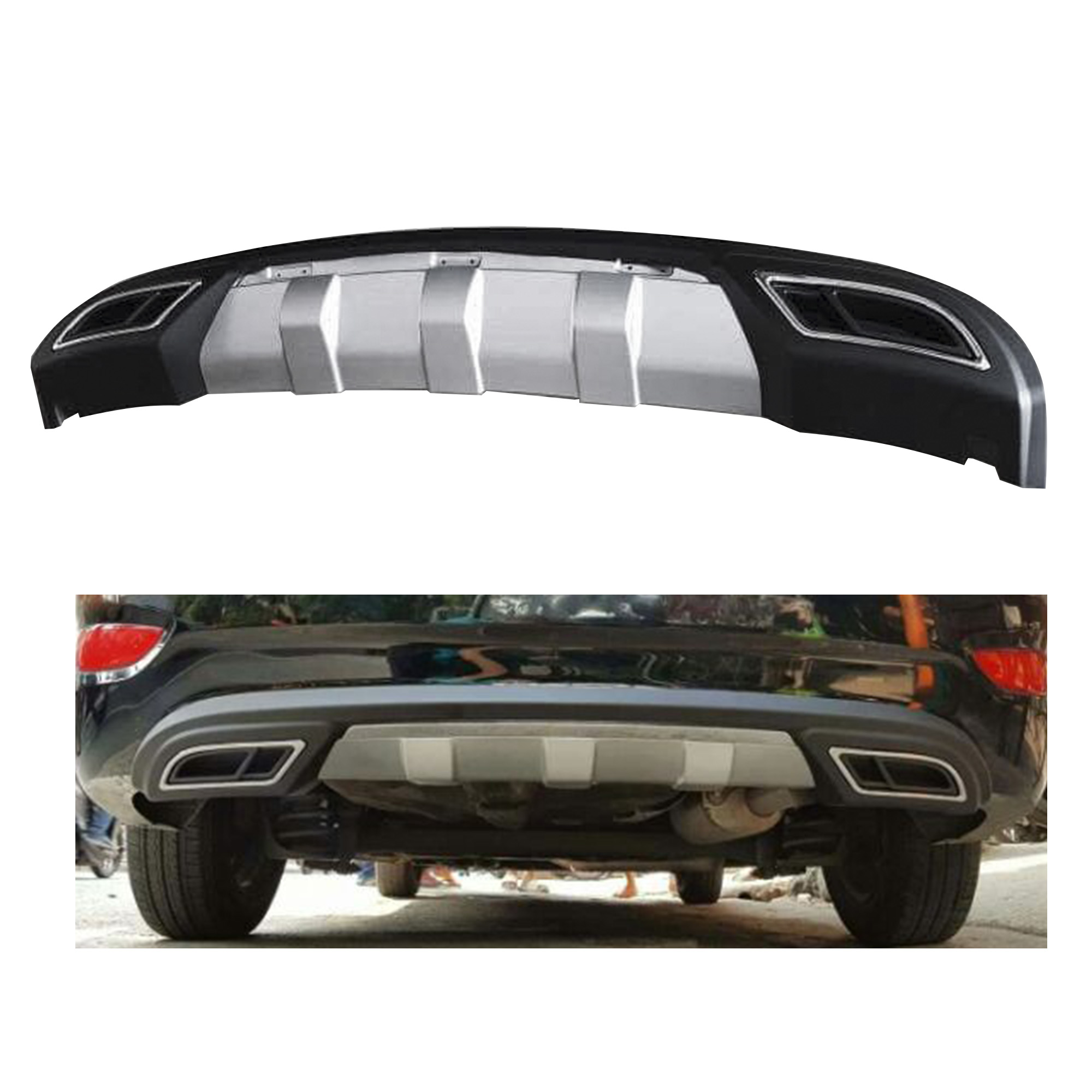 Accent Sedan 2012-2018 Rear Bumper Diffuser Black-Silver | Lazada PH