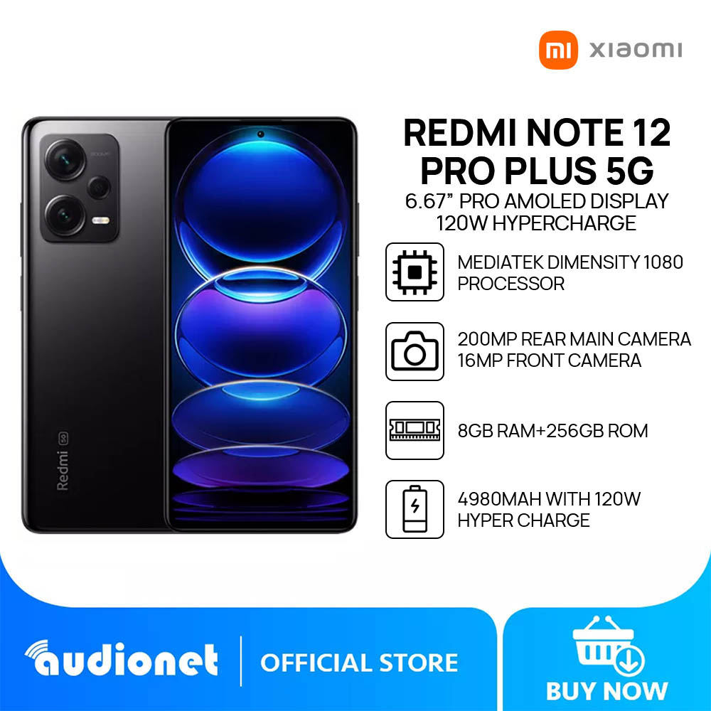 Xiaomi Redmi Note 12 Pro Plus 5G Smartphone, 8GB+256GB, MediaTek  Dimensity 1080, 6.67” Pro AMOLED Display, 200MP Main Camera, Supports  120W HyperCharge
