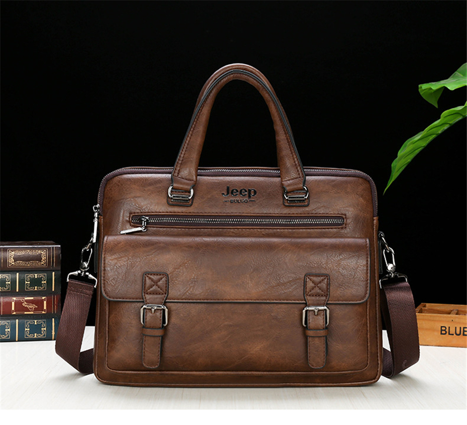 Jeep Highend Men's Business Bag Leather Bag for men Briefcase