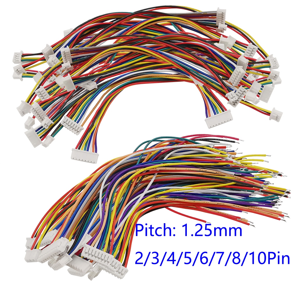 10-50pcs 1.25mm Pitch Double Header 30cm Terminal Connector Cable Six Colors 