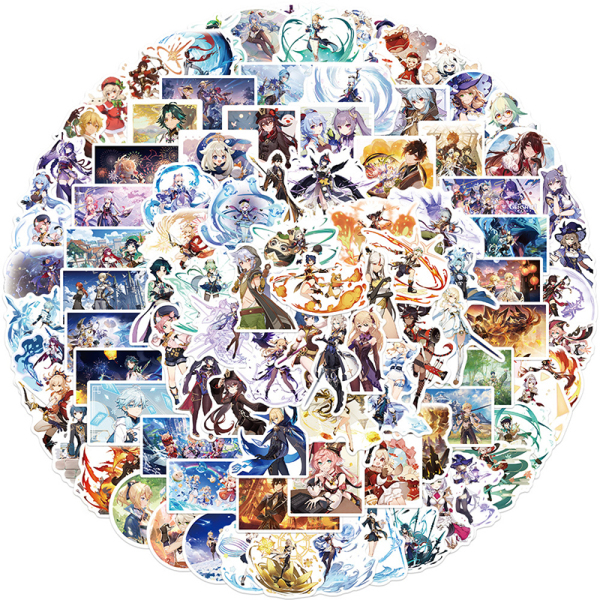 100 Miếng Dán Trò Chơi Anime Genshin Impact Miếng Dán Đồ Chơi Trẻ Em Chống Nước Hoạt Hình