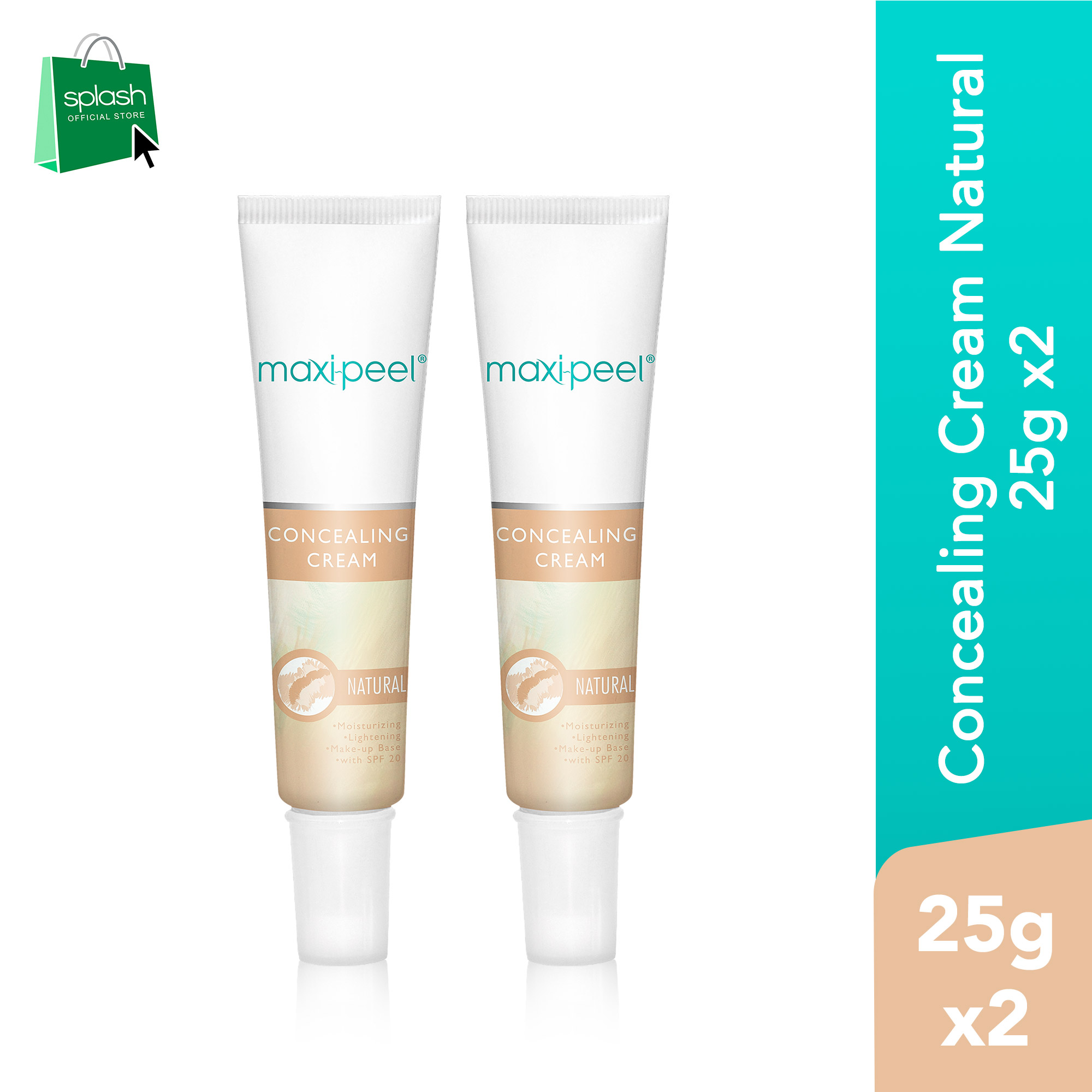 MaxiPeel Concealing Face Cream Concealer SPF20 Natural 25g Set of 2