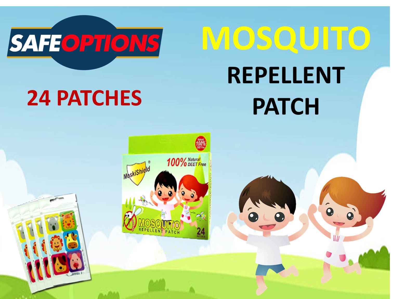 Authentic MoskiShield Mosquito Repellent Patch (1 box) 24 patches