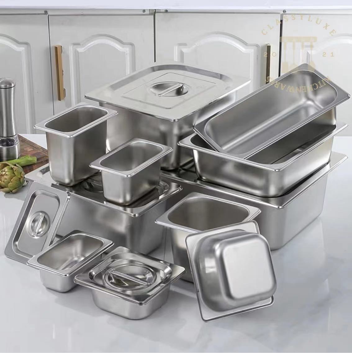 Classy Luxe Stainless Steel Buffet Food Storage Gastronome Container