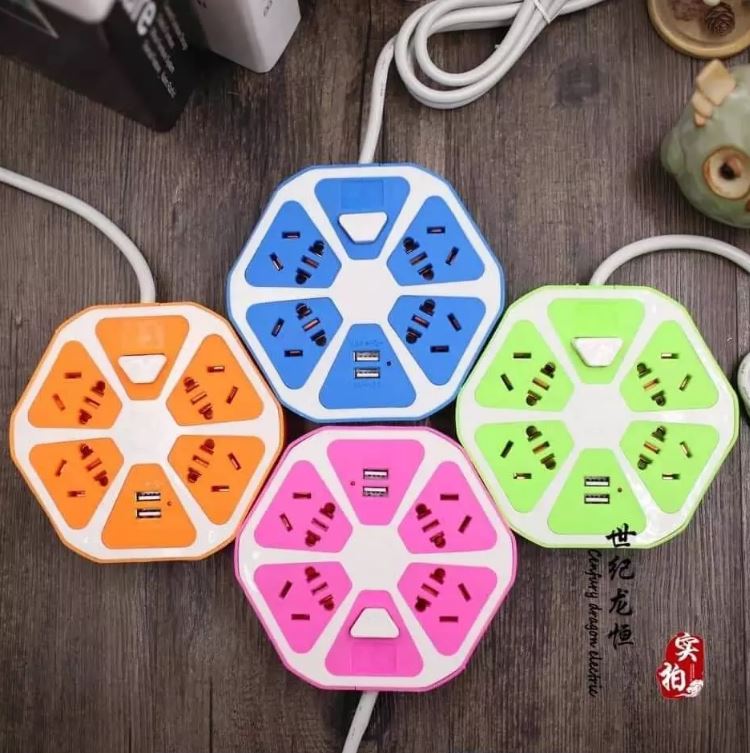 ACB Hexagonal Extension Cord With USB Port Fruit Power Extension Cord
