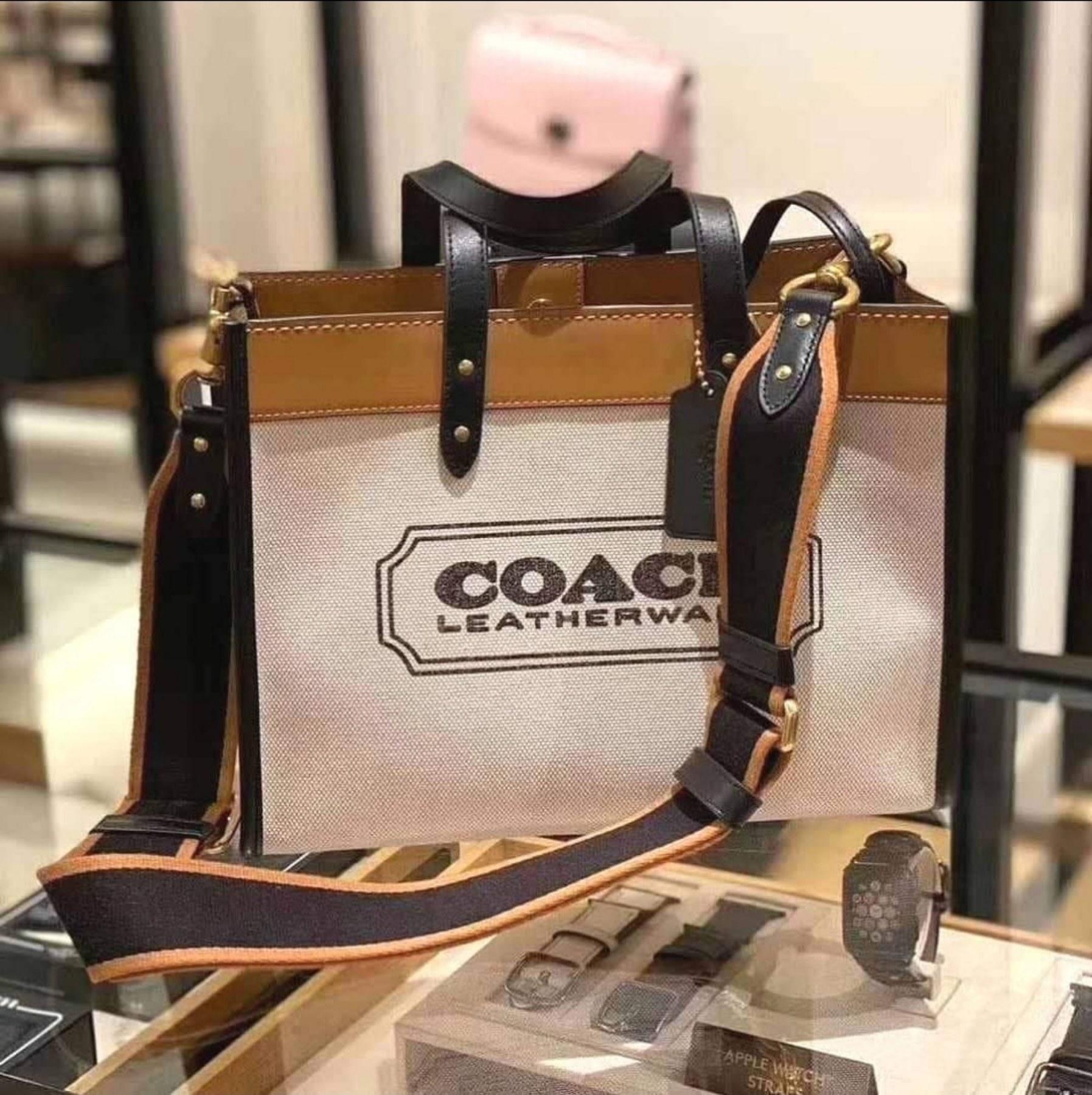 Coach 89488 Field Tote 30 in Brass / Light Saddle Canvas and Refined Calf  Leather with Coach Badge - Women's Bag with Sling | Lazada PH