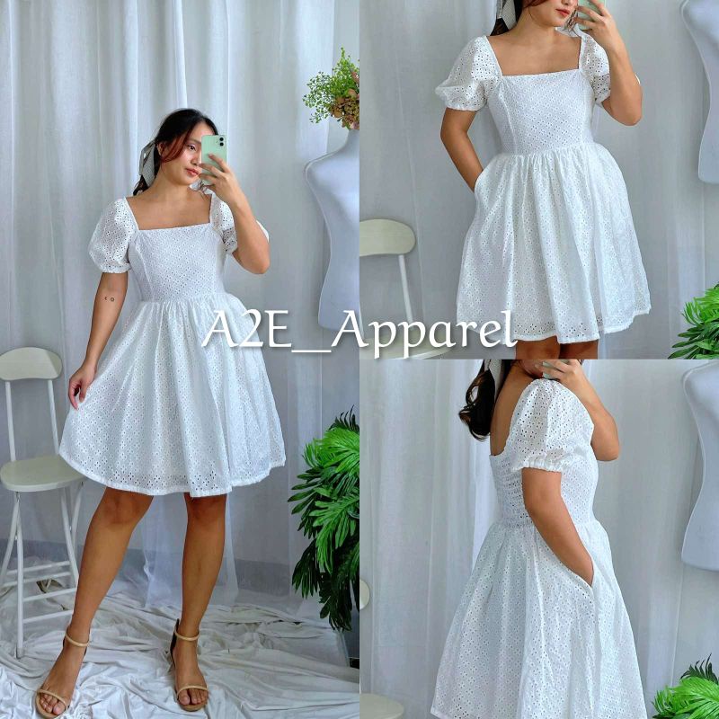 Cindy Baby Doll Puff Sleeves Dress EYELET Lazada PH