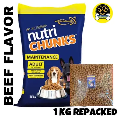 Nutri Chunks BEEF FLAVOR (For Adult) 1 KG Repacked