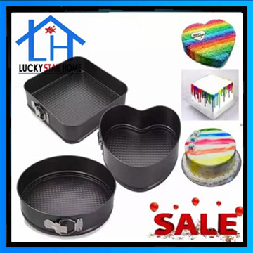 3Pcs Non-Stick Baking Pans Round Square Heart Shaped Cake Mold