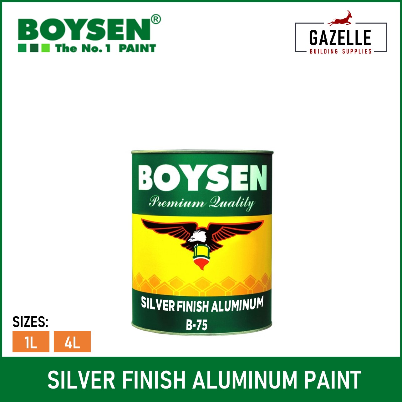 BOYSEN® Silver Finish Aluminum Paint B75 B-75 For Metal Surfaces - 1L ...