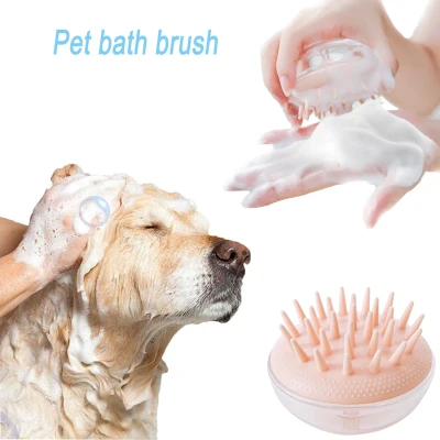 2 in 1 Pet Brush Bath Massage Brush,Shampoo Dispenser for Pet Grooming,Deshedding Soft Silicone Bristles Perfect for Washing,Massaging Hair,Remove Loose Fur