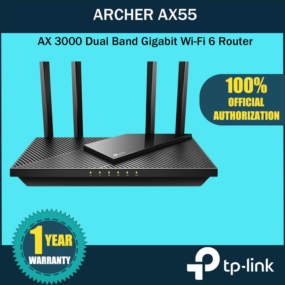 TP-Link Archer AX55 AX3000 Dual Band Gigabit Wi-Fi 6 Router 