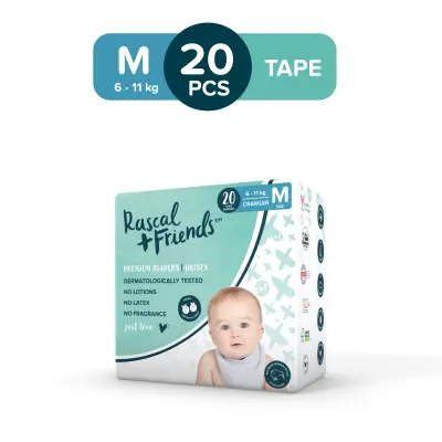 RASCAL + FRIENDS Tape Convenience Pack MEDIUM (6-11 kg) - 20 pcs x 1 (20 pcs) - Tape Diapers