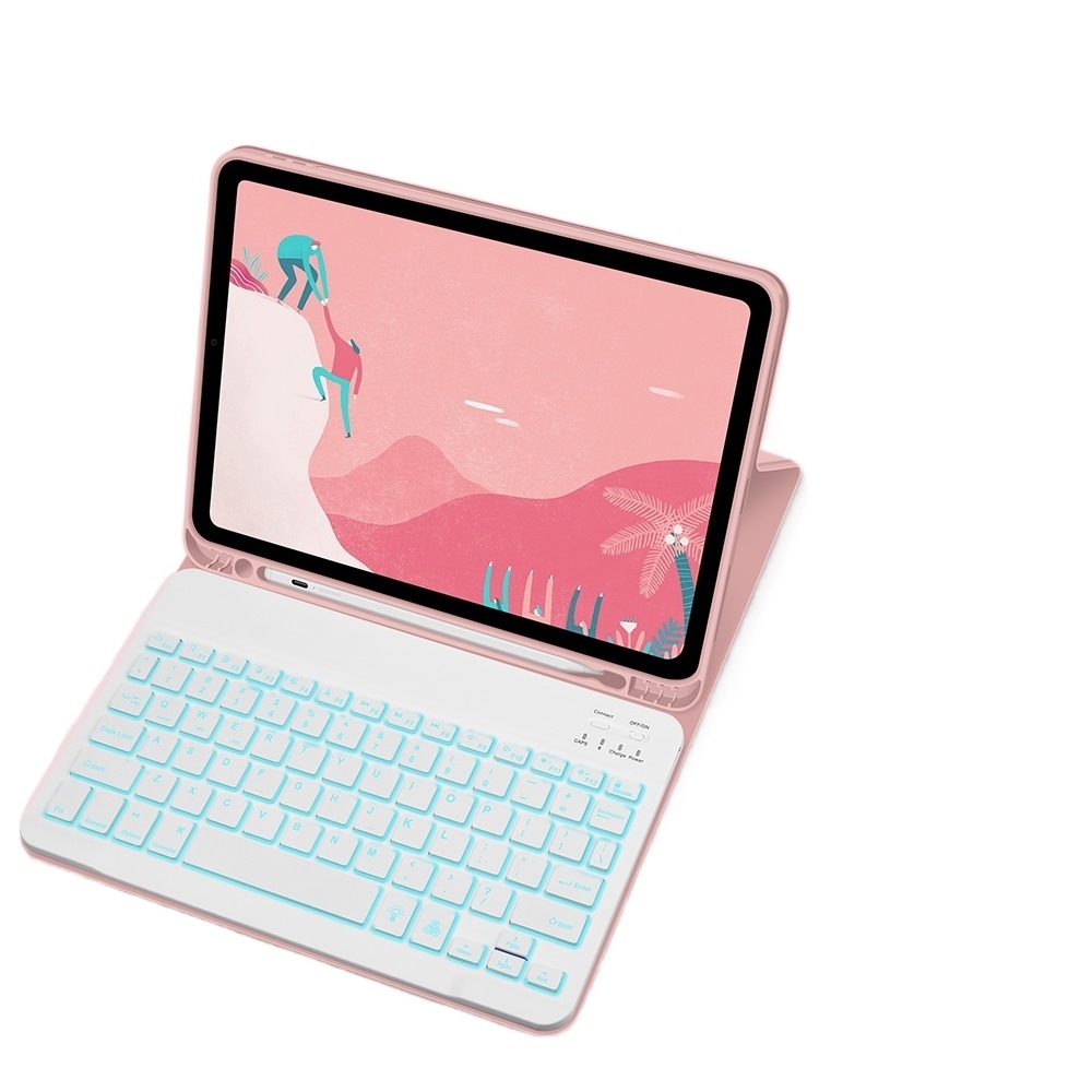 COD Goojodoq Backlight for ipad Case with Keyboard Pencil Holder 9/8