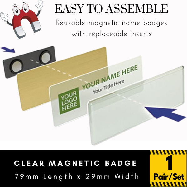 1 Pair / Set Plastic Name Plate Badge with Clear Plastic Name