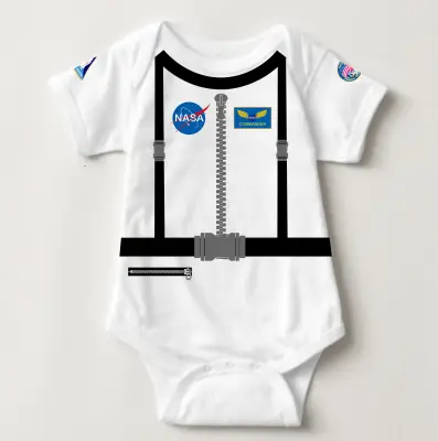 Baby Career Onesies with FREE Baby Name Print - Astronaut Onesies with Name Badge - White