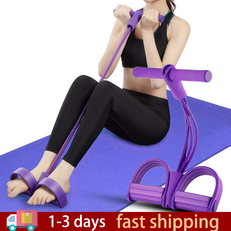 4 Resistance Bands Fitness Elastic Pull Ropes Exerciser Rower