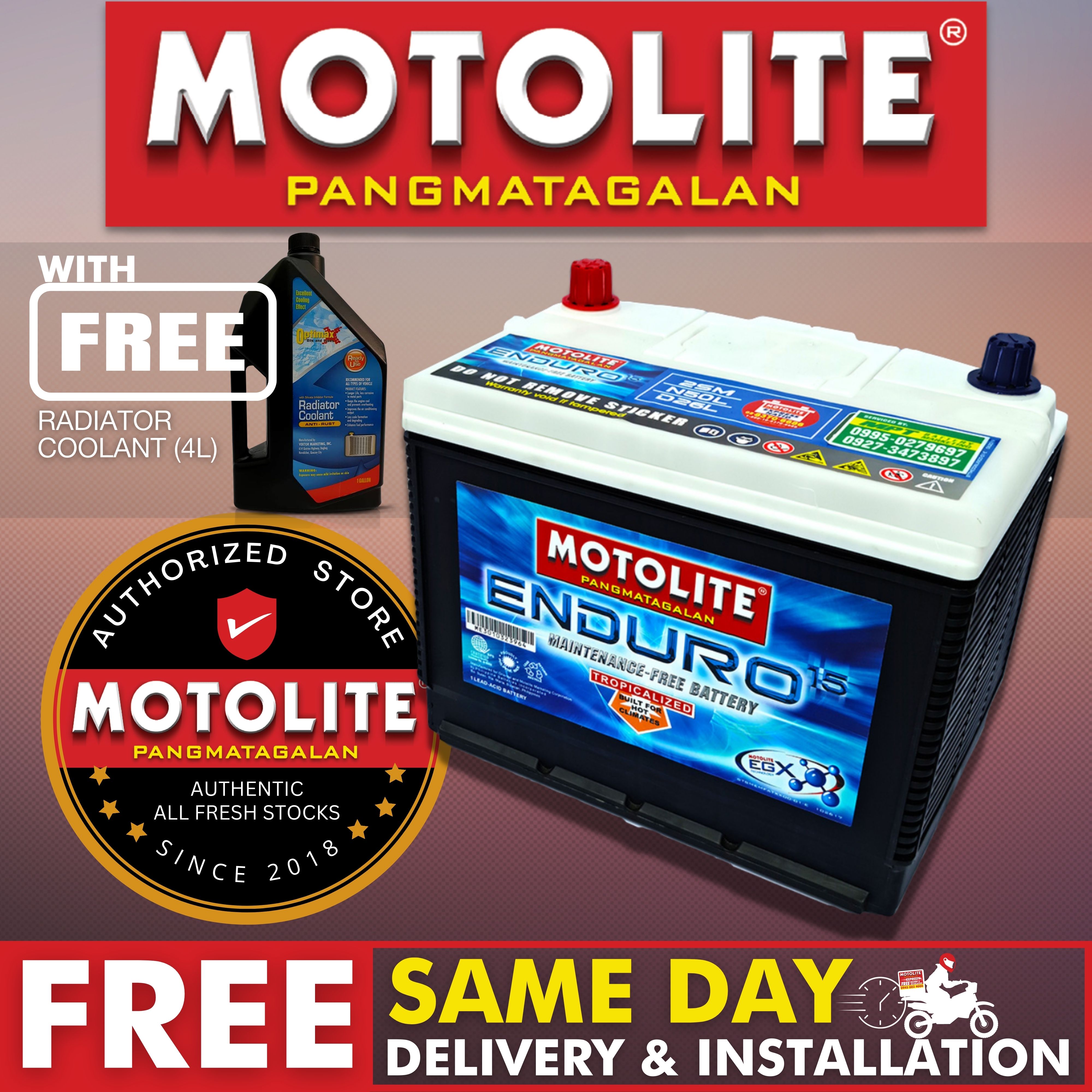 Motolite Enduro Ns40 B20 Maintenance Free Car Battery 15 Months Warranty All Authentic 7801