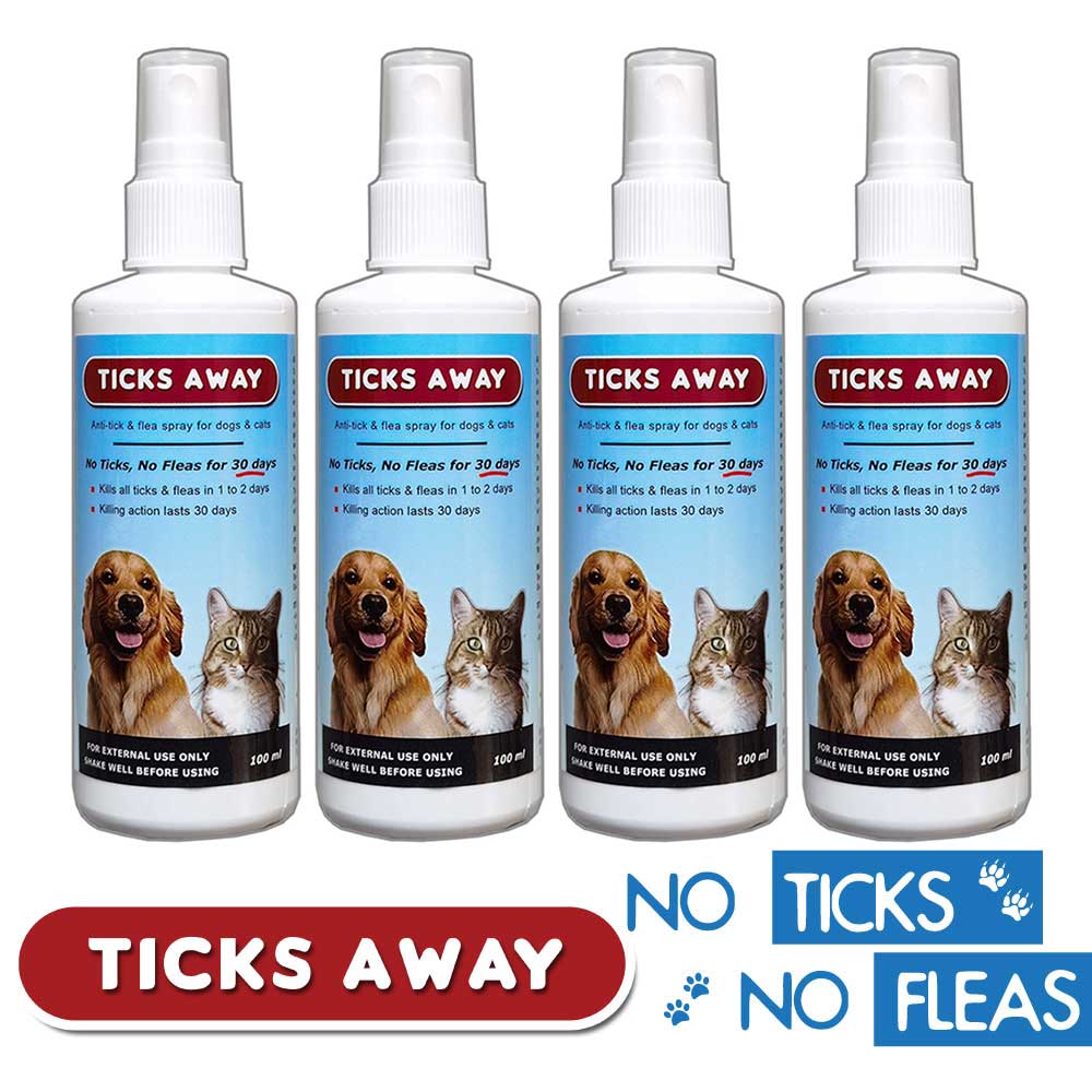 Ticks Away 100ml (Set of 4) Pet Spray for dogs & cats anti tick