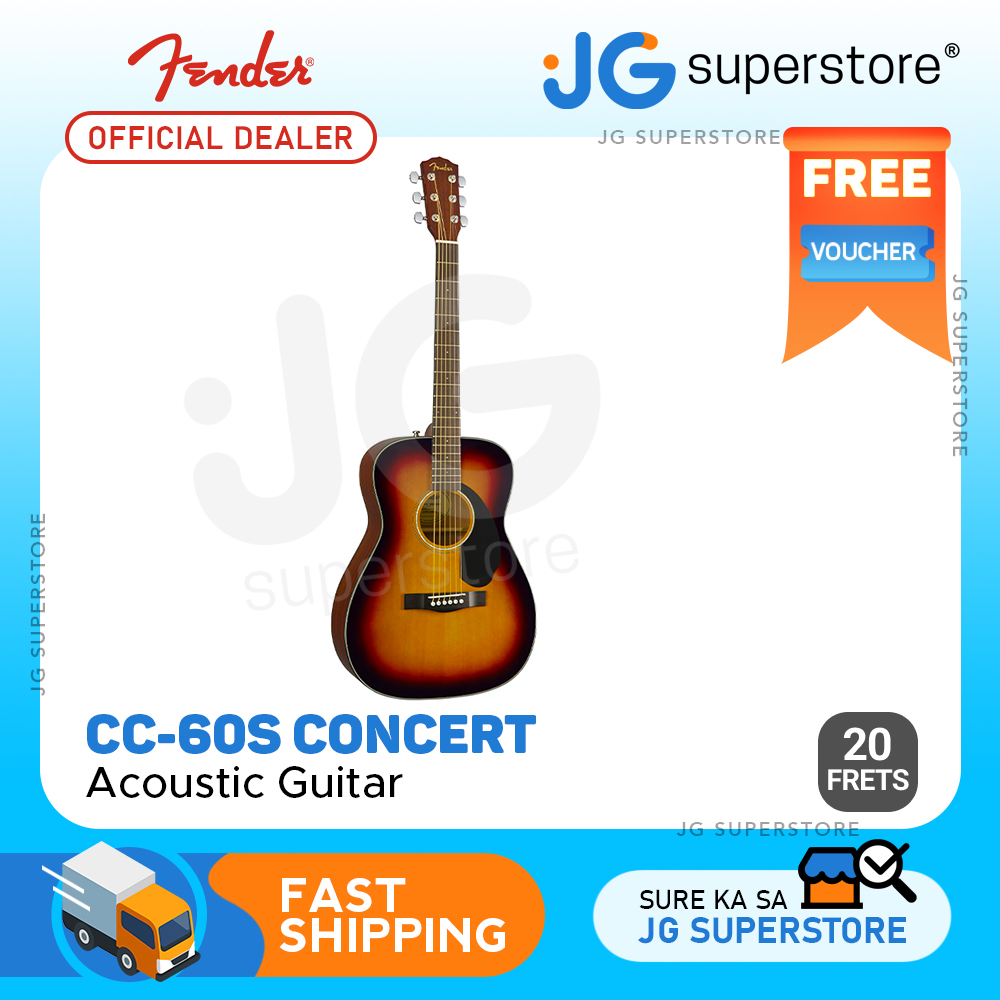 Fender CC60S Concert Acoustic Guitar with 20 Frets, Walnut Fingerboard