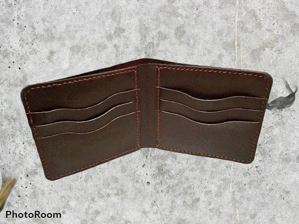 Classical Pure Leather Full Grain Bifold Wallet Hand Crafted Hand Stitched Leather Wallets