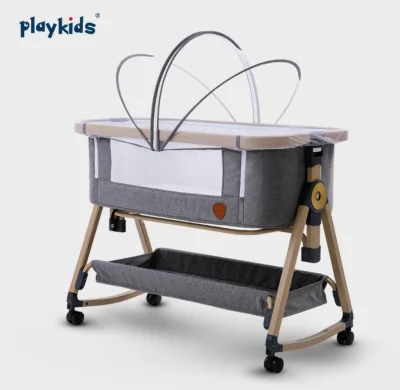 Playkids Portable High Quality Baby Crib Co Sleeper with Mattress Baby Bedside Crib Baby Rocker Bassinet Crib with Wheels Mattress and Mosquito Net