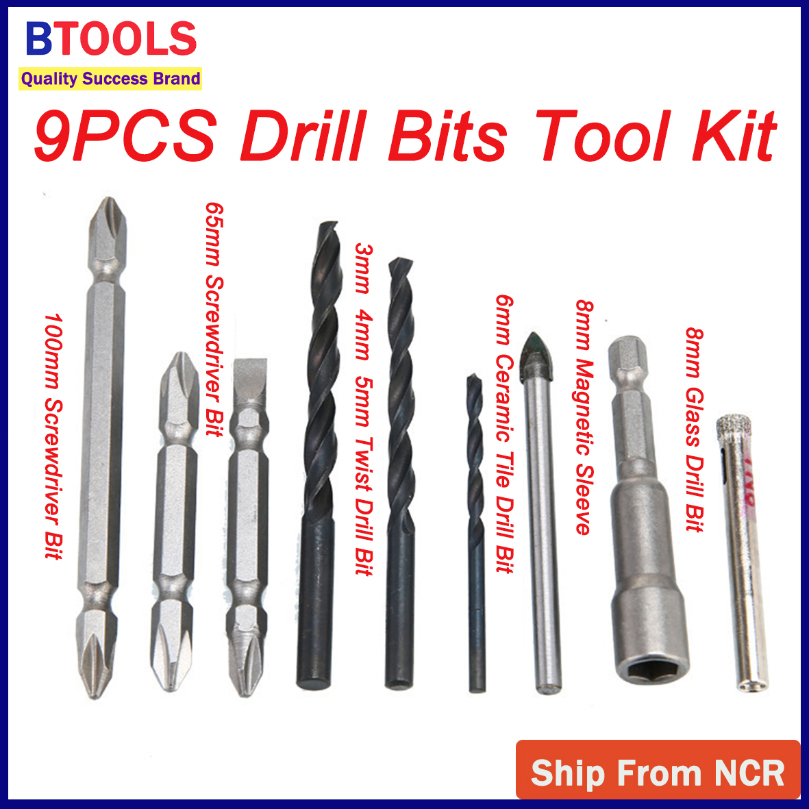 BTools 9PCS Drill Bits Accessories Drill Bits Tool Kit Twist Drill Bit