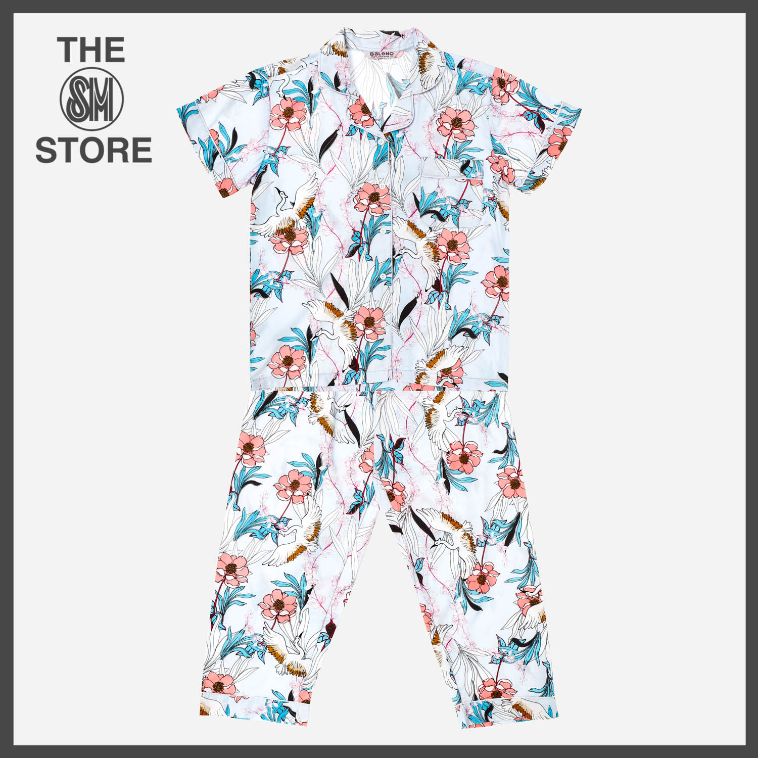 Baleno Sleepwear Ladies Floral Button Down Top And Pajama Set In Blue Review And Price