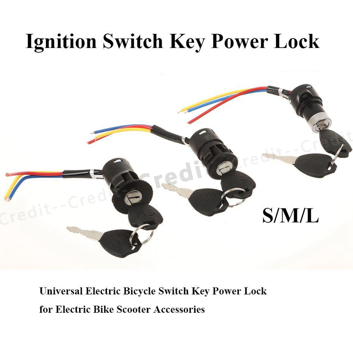 Electric Bicycle Tricycle Ignition Switch Key Power Lock for E
