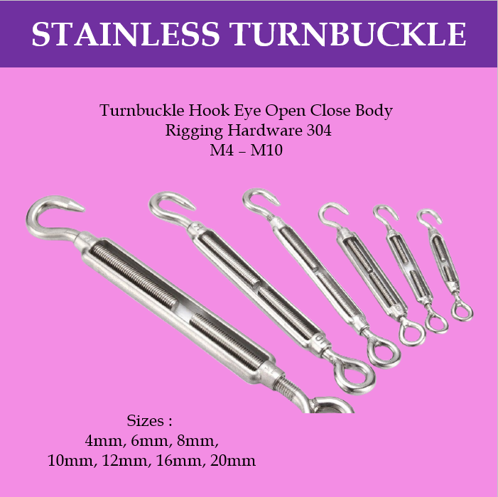 Lifting Equipment M4M10 Stainless Steel Eye Hook Turnbuckle Hook Eye