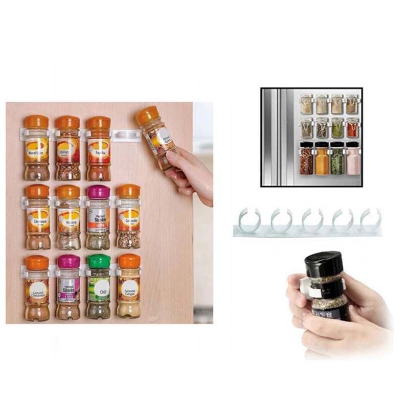 4 Pcs Kitchen Spice Jar Rack Wall-Mounted Adhesive Seasoning Bottles ...