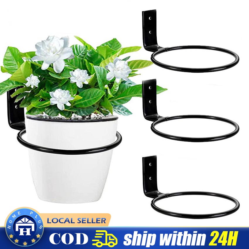 Local Delivery】 4/6/8 Inch Plant Pot Holder Ring Wall Mounted Metal Flower  Pot Hook Hangers for Indoor Outdoor Decoration Garden Planter Hook Racks  LZC-Flower-Pot-Ring-4inch