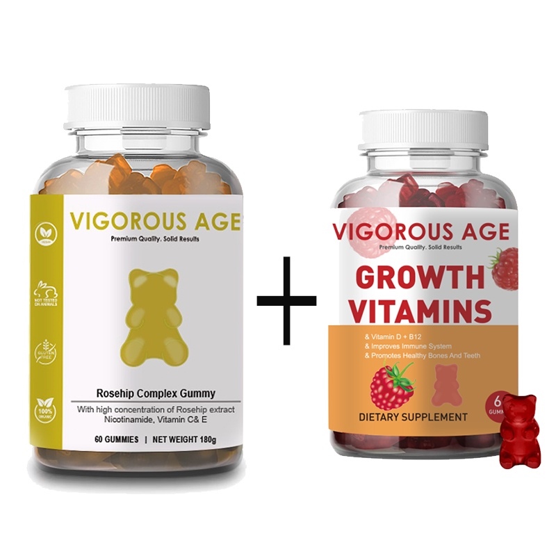 VIGOROUS AGE Collagen Gummies with Biotin Vitamin C Hair Skin Nail ...