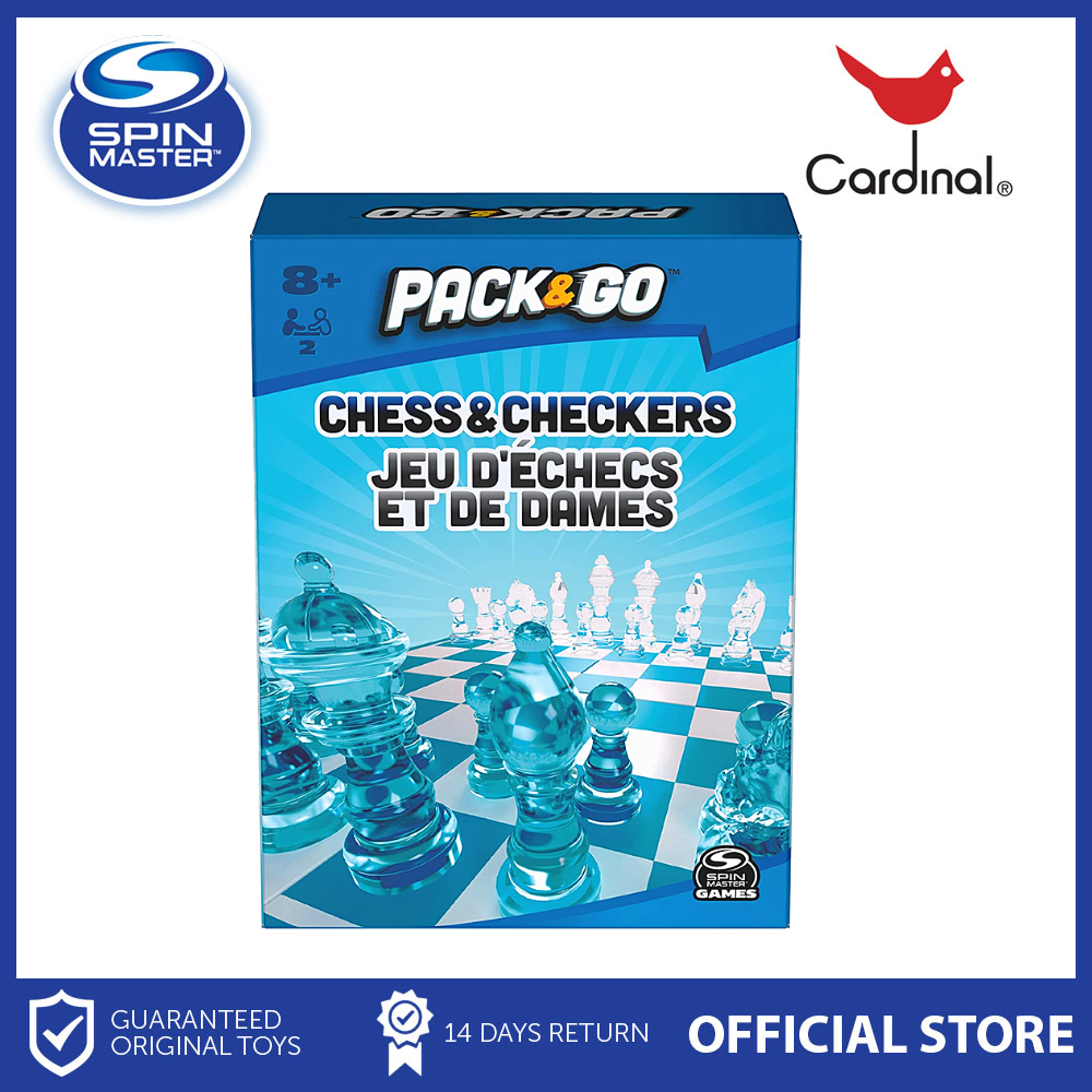  Pack & Go Chess & Checkers Board Game from Spin Master Games  Portable 2-Player Games Chess Board Chess Set for Adults and Kids Ages 8  and up : Toys & Games