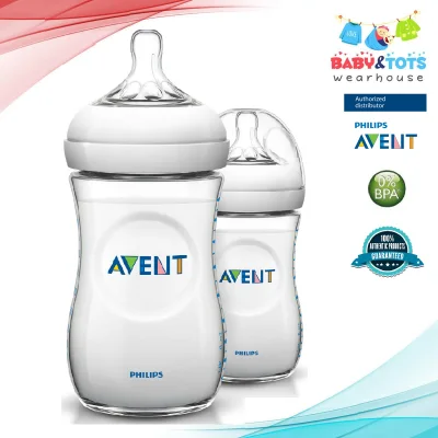 Philips Avent Natural Clear Bottle 9oz / 260ml Twin Pack with modified 1 hole nipple