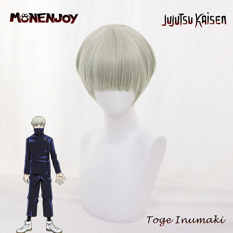 Monenjoy Jujutsu Kaisen Toge Inumaki Cosplay Wig Light Green Cos Hair