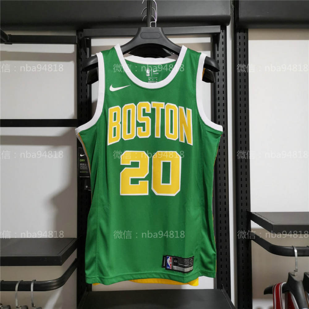 Mens Jersey #20 Gordon Hayward Boston Celtics Hot Pressing Retro City Edition Swingman Jerseys Green Golden